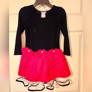 Bonnie Jean,Black velvet and Red Polka Dot Dress, sz 6